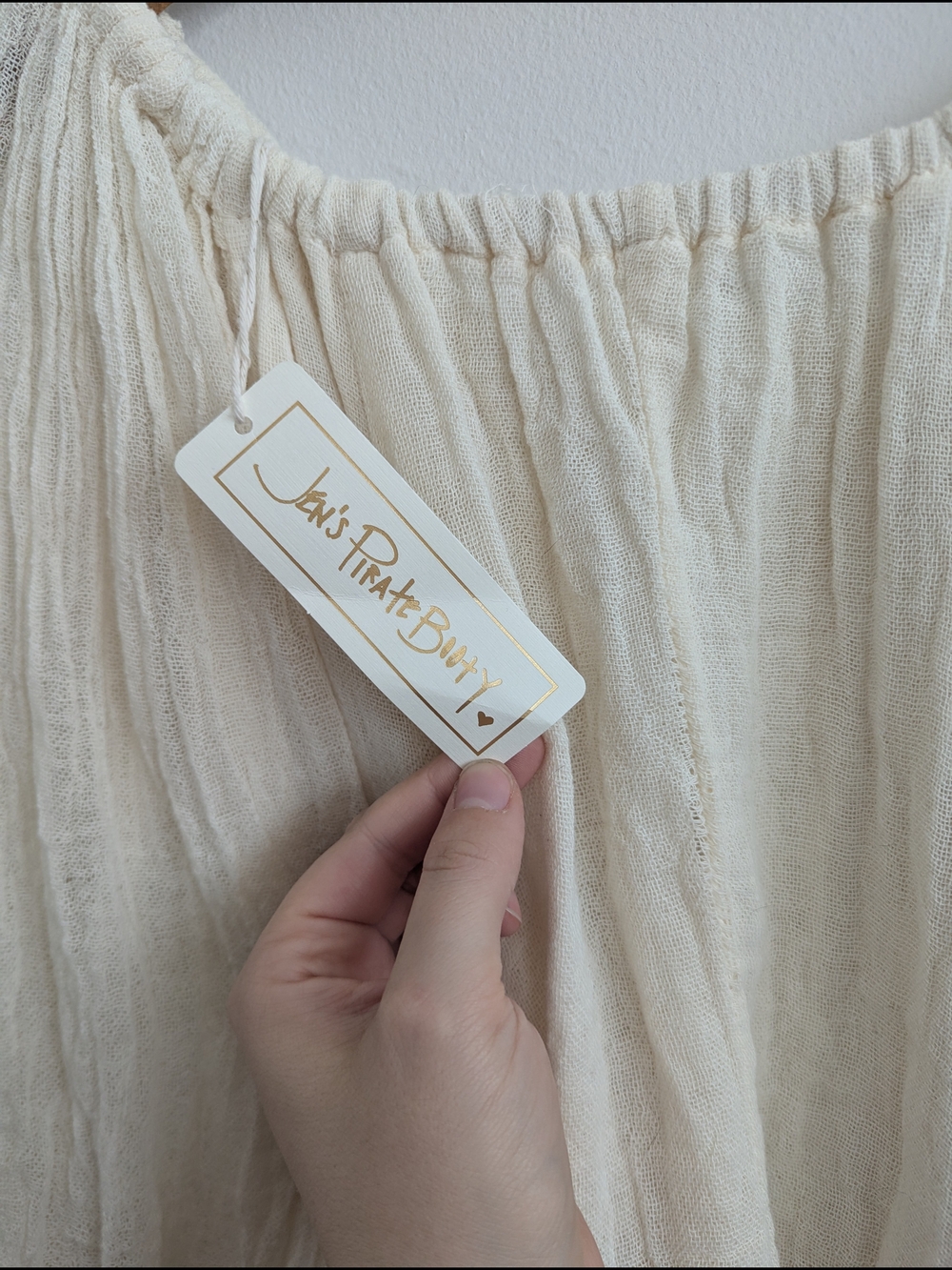 Jen's Pirate Booty Sea Gate Top In Natural - Off-Shoulder Cotton Gauze Top Ivory - Picture 7 of 12